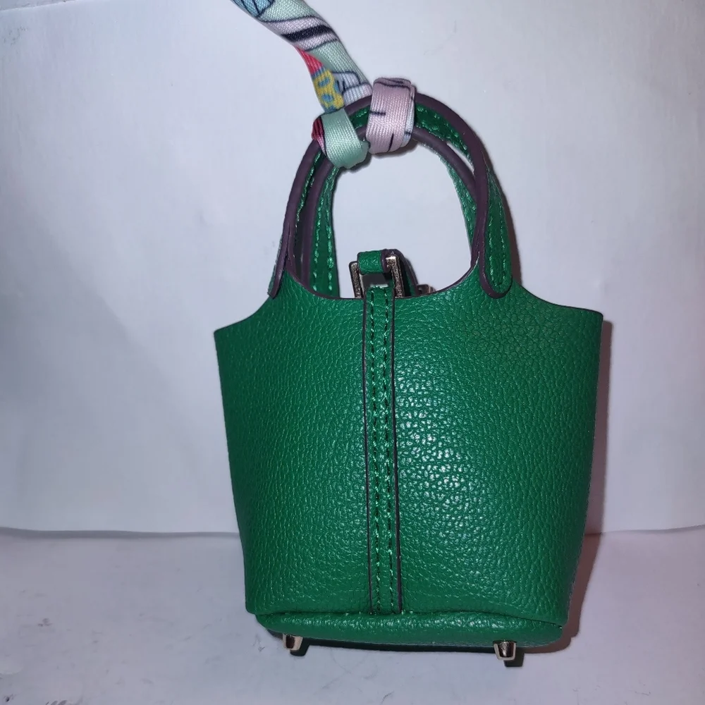 SALE: Green Rhinestone Jewel on Green Mini Bag Charm Storage Accessory